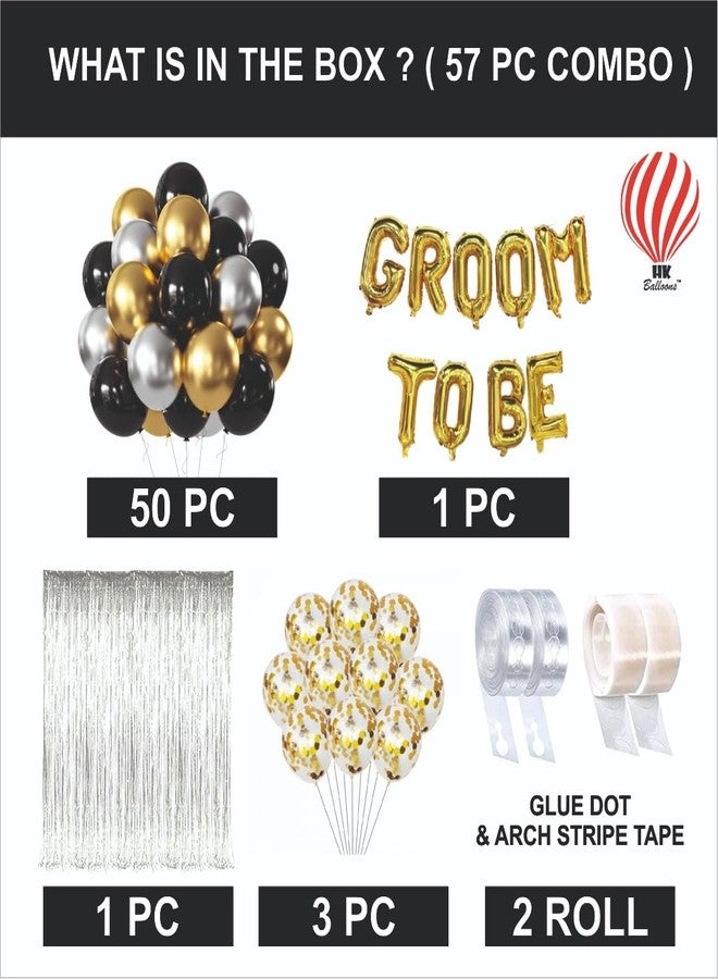 HK Balloons 57Pcs Groom To Be Decoration Item Set combo for Bachelor Wedding Party Decoration With Confetti Balloons Golden Silver White Themed for Men Wedding Groom To Be Decorations - Image 2